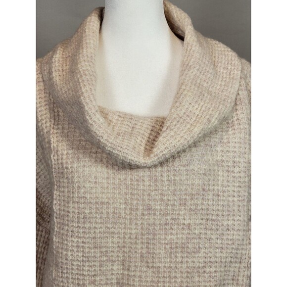 Free People Sidewinder Wool Waffle Knit Pullover Sweater Womens Large Oatmeal - Picture 2 of 8